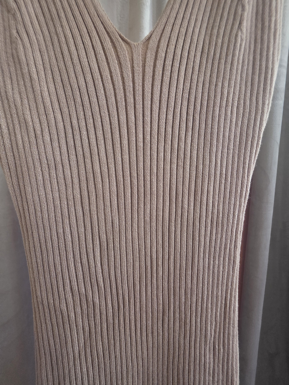 Edit By Nine Ribbed Knit V-Neck Bodycon Midi Dress Blush Pink Size S - Picture 3 of 6